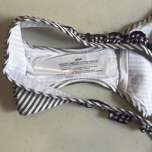 [Aerie] NWT Black White Seersucker Gingham Ruffle Bikini Bottom - Picture 7 of 8